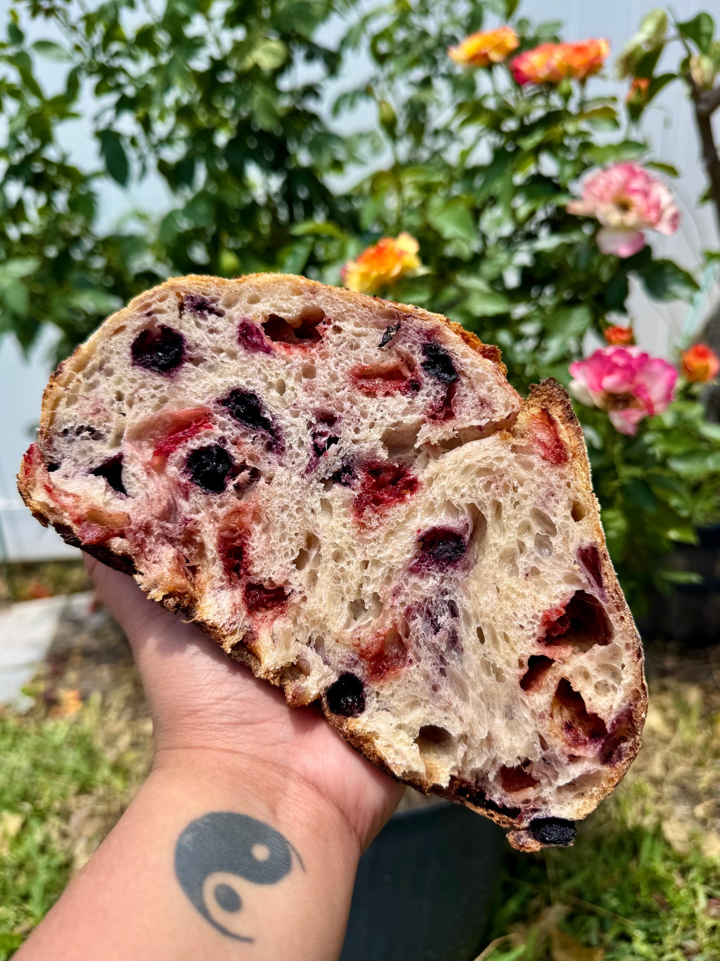 Organic blueberry strawberry sourdough
